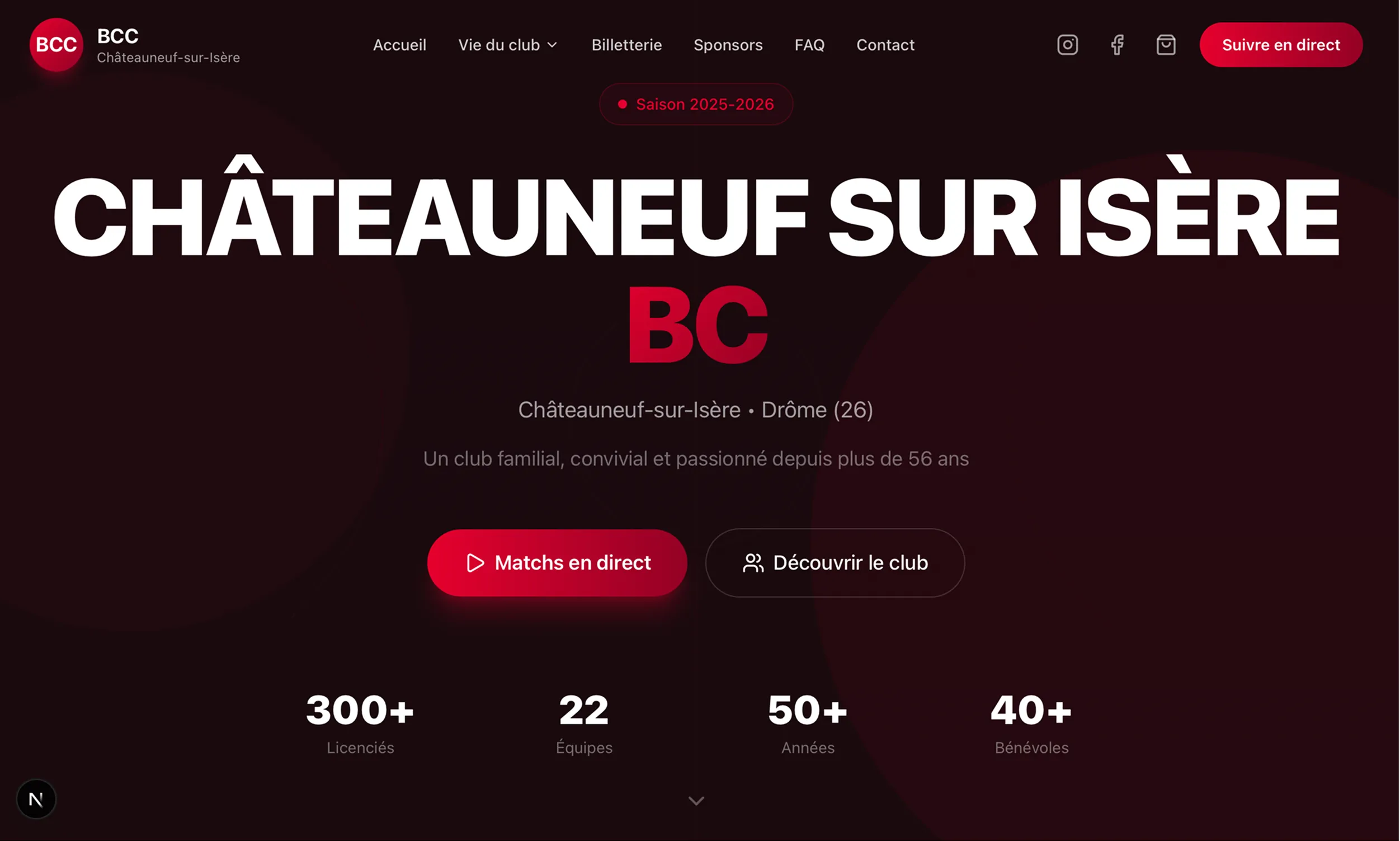Site web vitrine du club