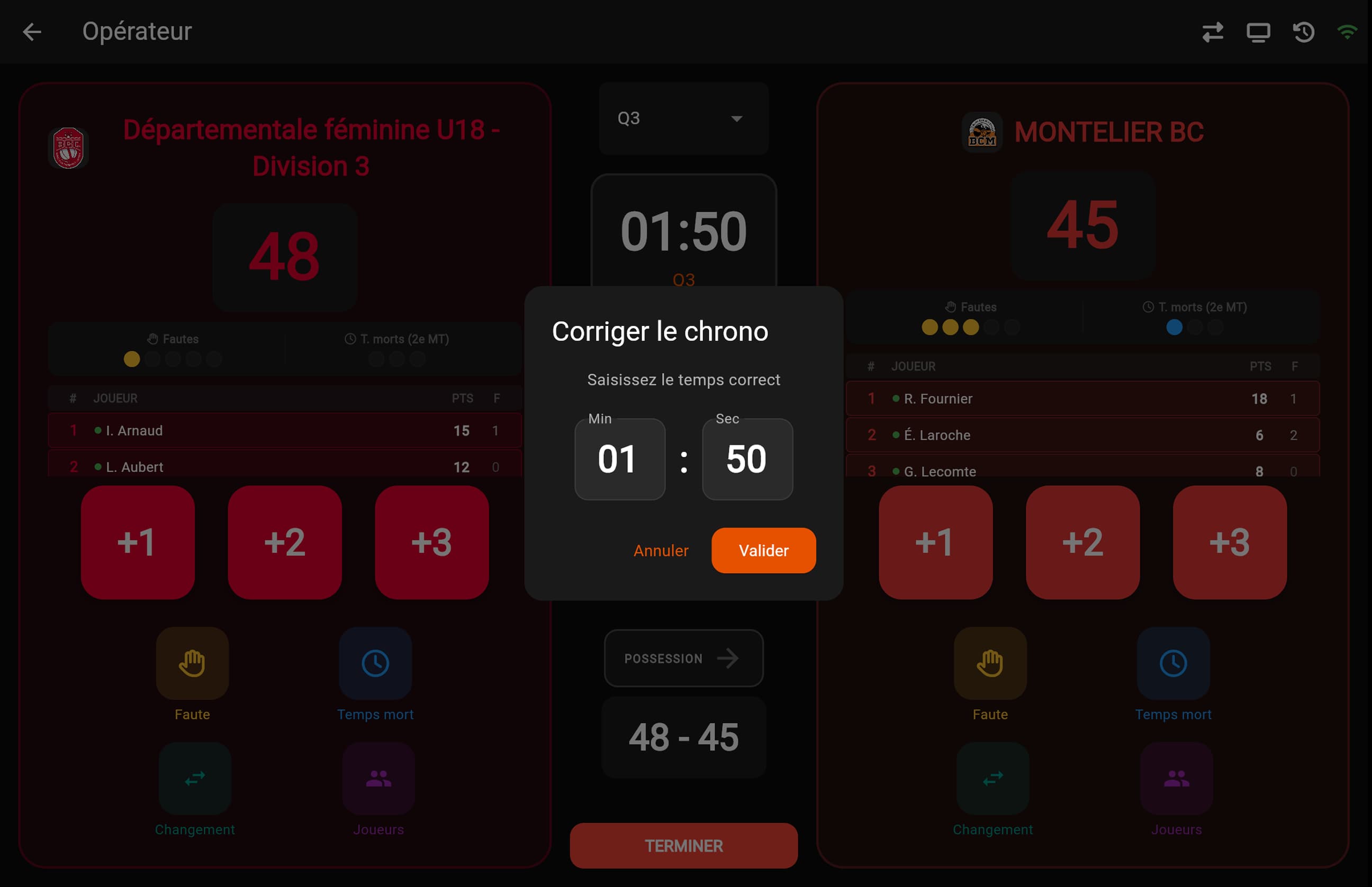 Chronomètre & gestion des périodes